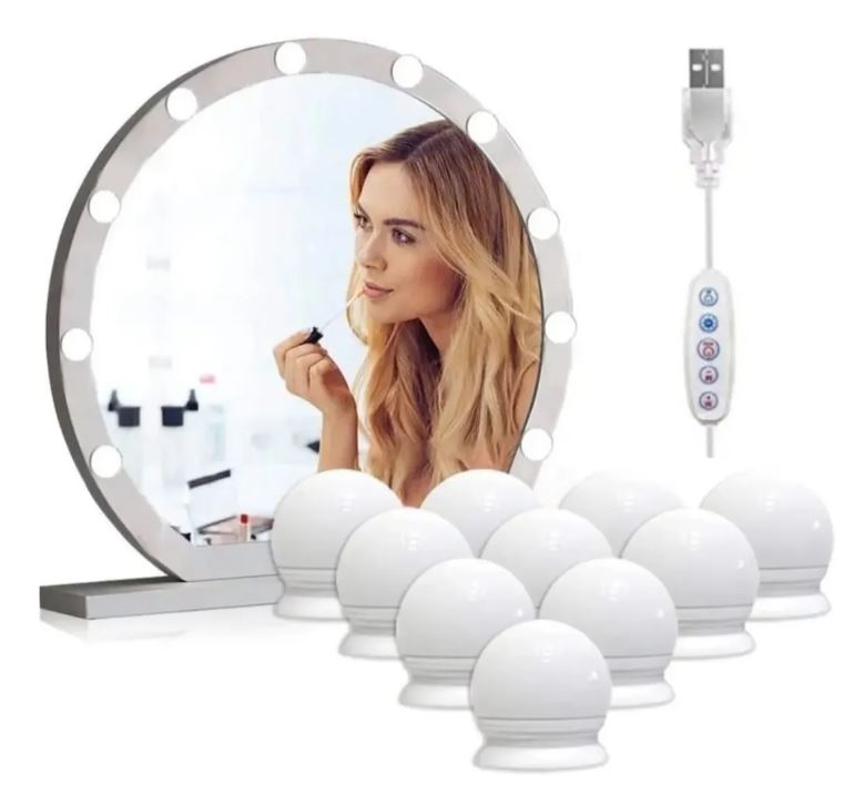 Simetría pasajero La nuestra Kit Luces Led Usb Para espejo Camarin 10 Focos Maquillaje Adhesivas •  GoStore