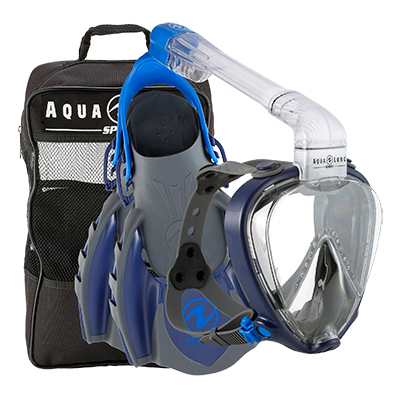 Packs | Hero Set: Masque, Tuba Et Palmes Snorkeling Noir Aqualung Snorkeling