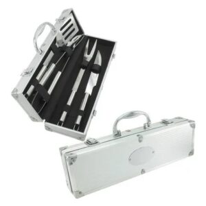 Set de Asador Acero de 4 Piezas en Maletin de Aluminio
