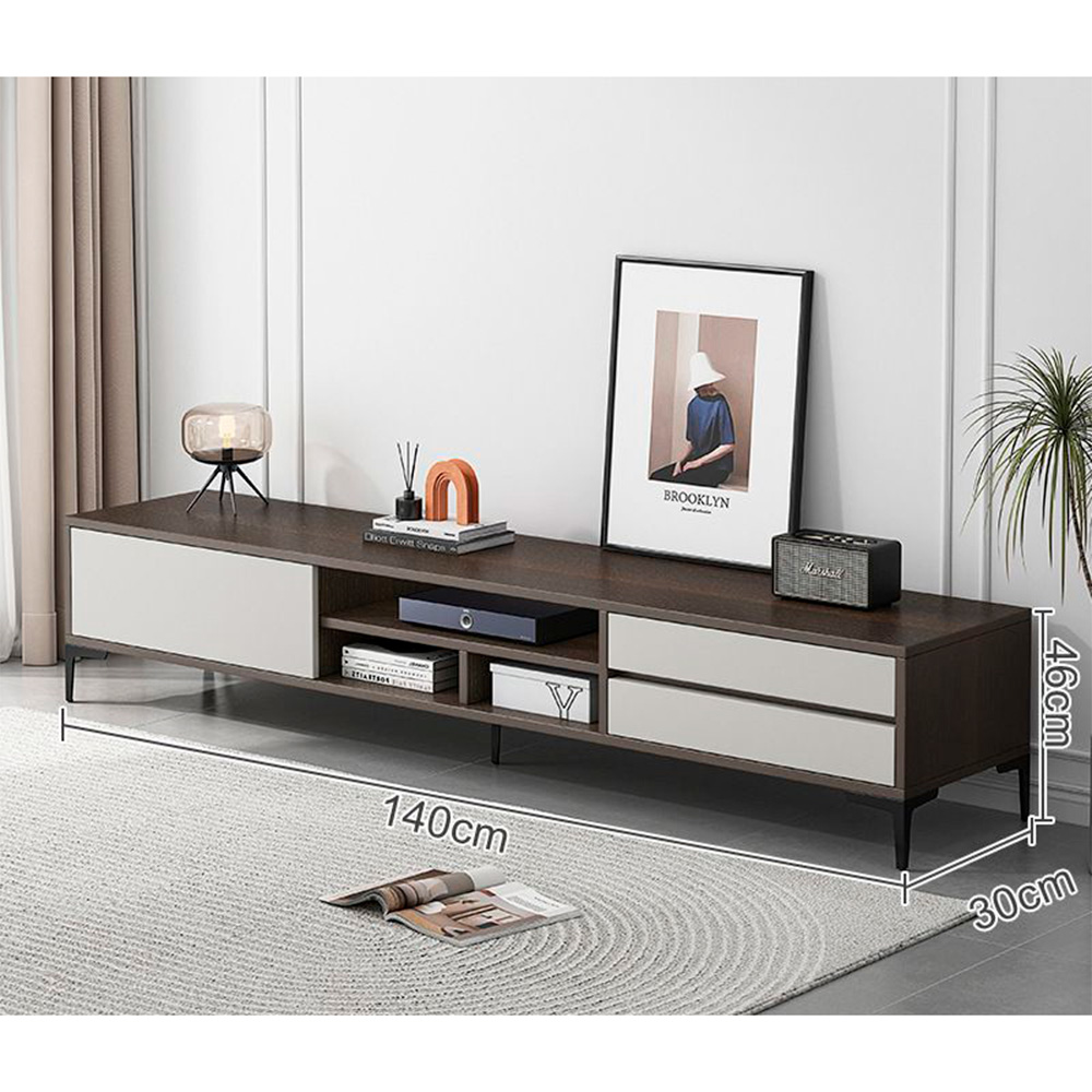 Rack TV Minimalista 3 Cajones 140 cm Color Caoba - Imagen 3