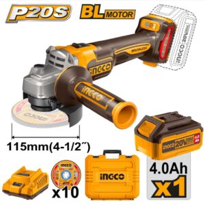 Set Amoladora  a  Bateria  20V Bl + Valija Ingco  CAGLI211541