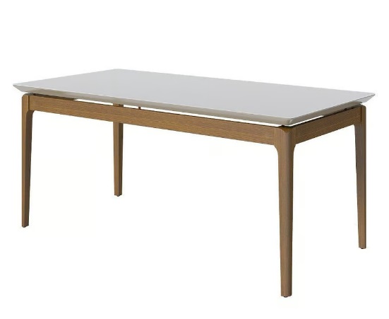 Mesa de comedor Sm Cádiz rectangular de vidrio blanca y natural