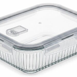 Tupper De Vidrio Rectangular Acanalado