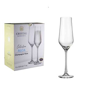 Set Copas Bohemia Flauta 220ml Coleccion Alca X 6
