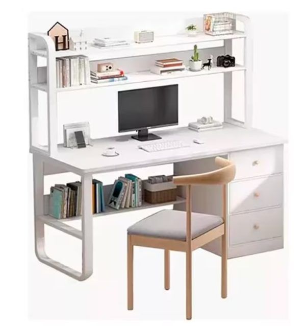 Escritorio Madera Hierro 3 Estantes 3 Cajones 100x50cm