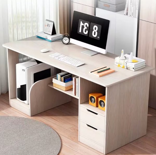Escritorio PC 2 Cajones 3 estantes 100x37 cm Crema - Imagen 2