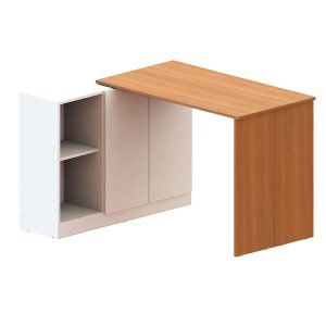 Escritorio Versa Home, 1070mm, 2P, Con Mesa Giratoria, Freijo Y Blanco