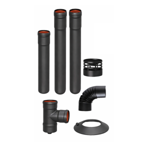 Kit De Chimenea Practic Salida Por Pared (Negro) Diámetro 80 mm