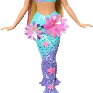 Muñeca Mattel Barbie Sirena Con Transformación de Flores Cabello Rosa JDM72
